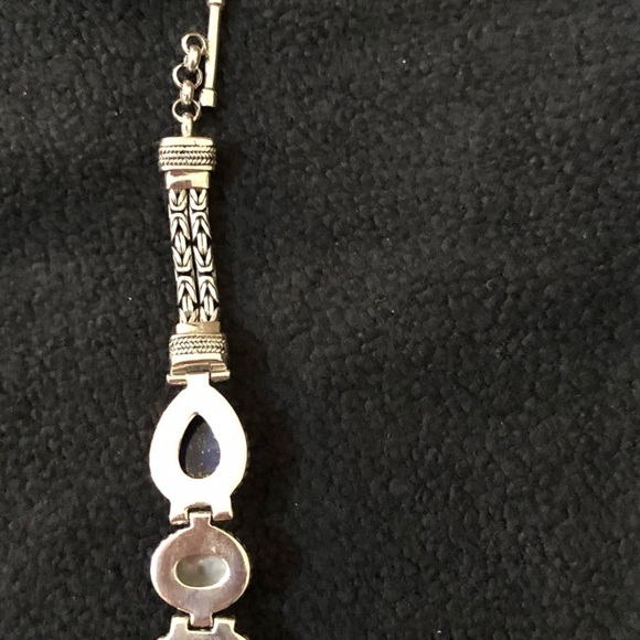 8” .925 Silver and Stone Toggle Bracelet - Picture 4 of 5